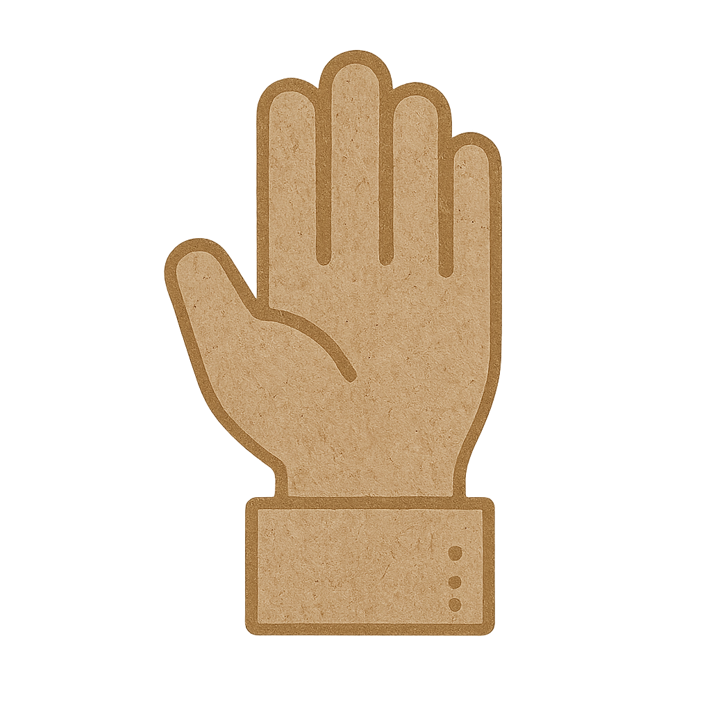 a photograph showcases a cut out of a hand made fr